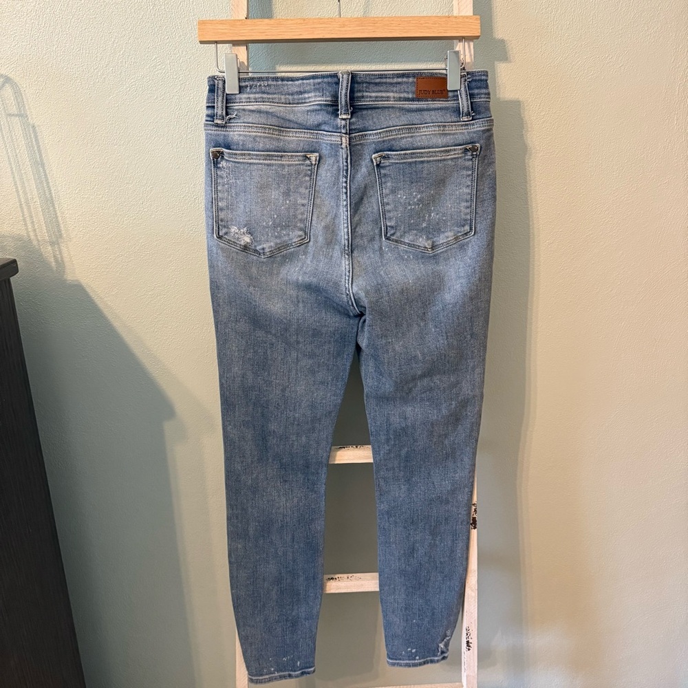 Judy Blue Distressed Light Blue Skinny Fit High Rise Jeans Size 7/28 - Picture 5 of 10